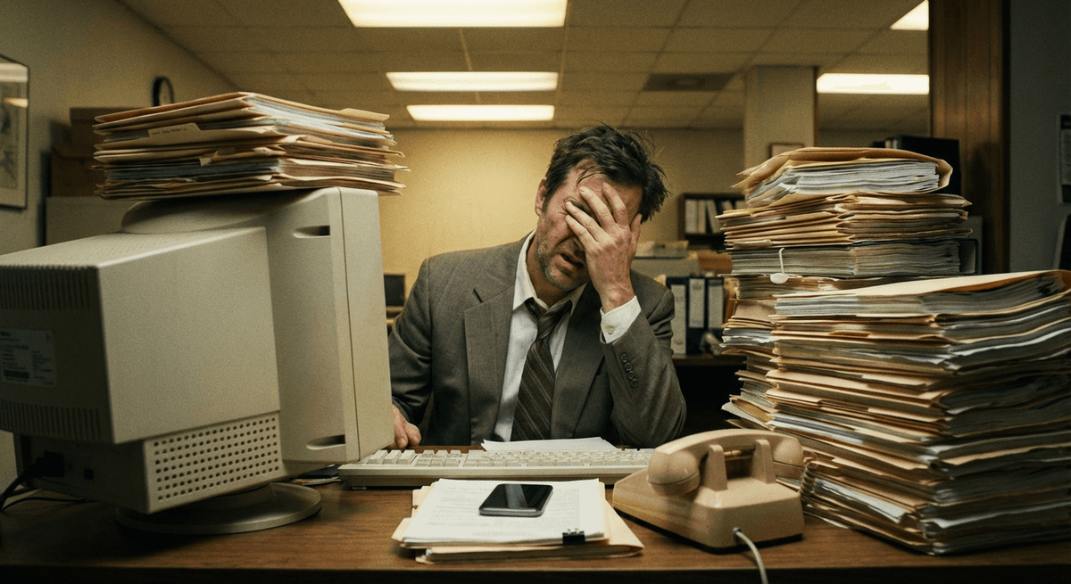 Agent overwhelmed with paperwork